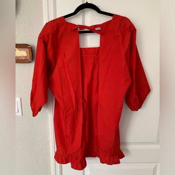 Red Apron with Lace - Picture 3 of 3